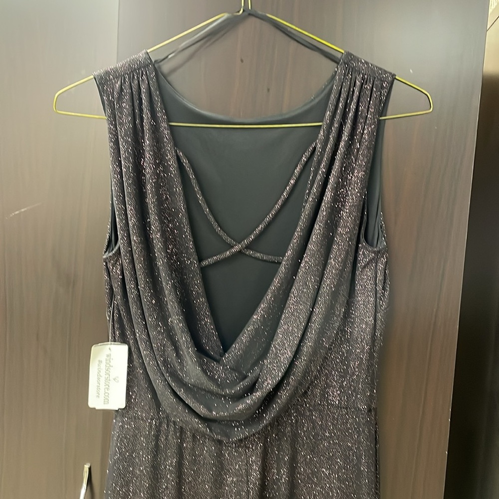 New with tag Windsor cowl back cross sparkly jumpsuit size small